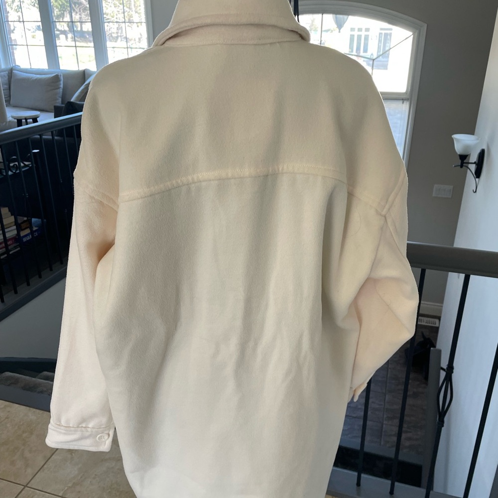 Cream Button-Up Women's Shacket - Picture 2 of 3